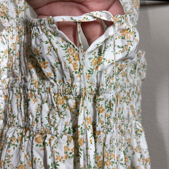 Kourt Size Small Hopely Mini Shift Dress White Green Floral Cotton Sleeveless - Picture 4 of 11